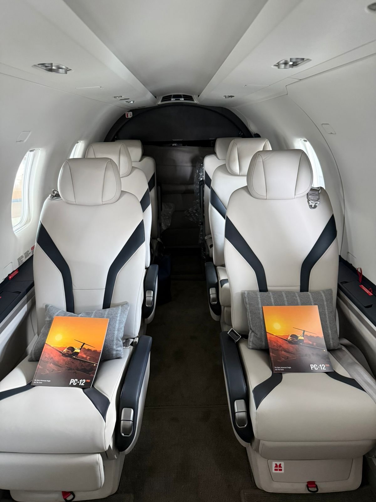 Cabine do Pilatus PC12 Pro rumo a Bariloche