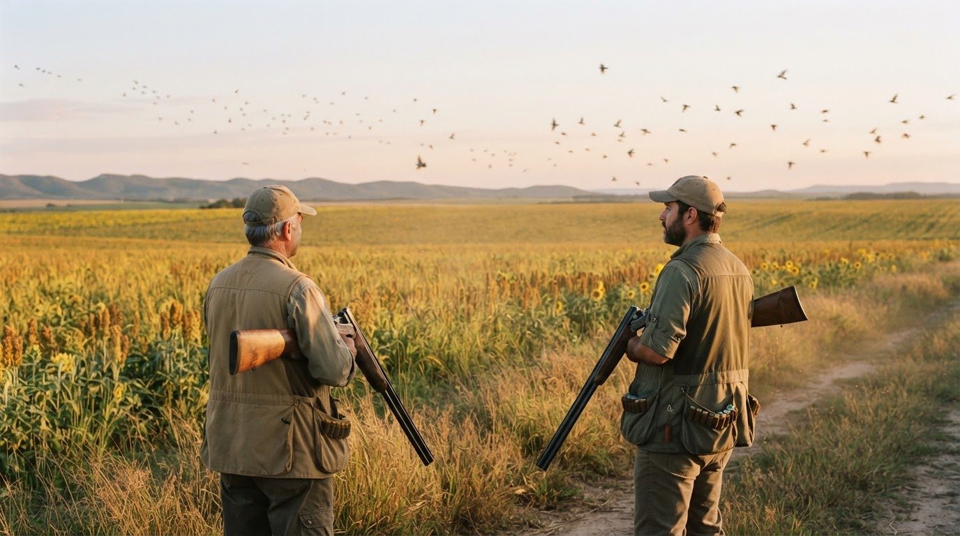 Dove hunters in a field in northern Córdoba