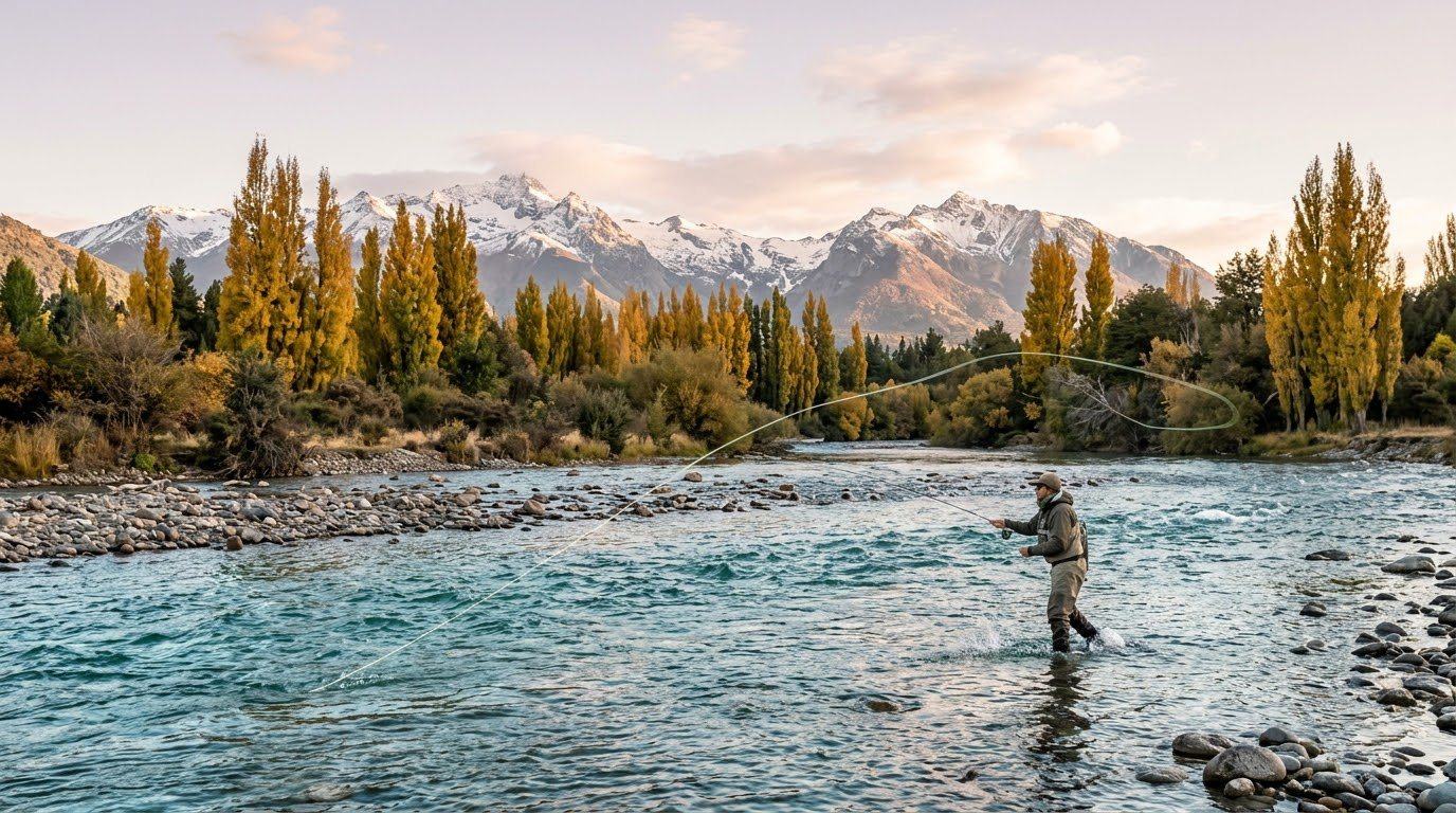 Fly angler on a Patagonian trout river