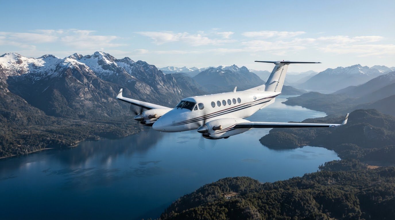 King Air 200 over the lakes of Bariloche